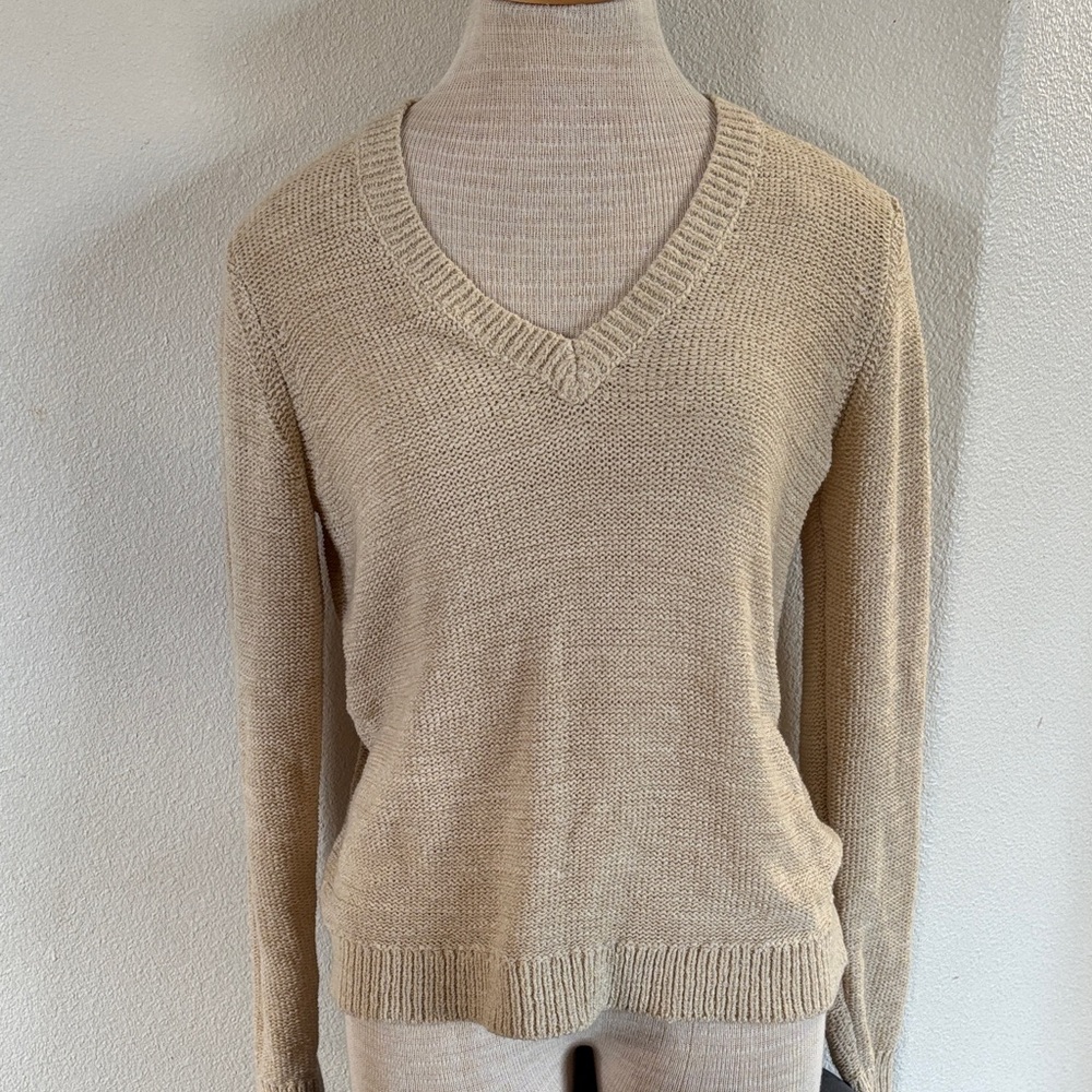 Elegant Tan V-Neck Sweater for Women